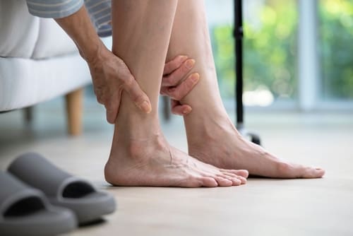 Foot,Pain,Concept,,Senior,Woman,Suffering,From,Pain,In,Ankle